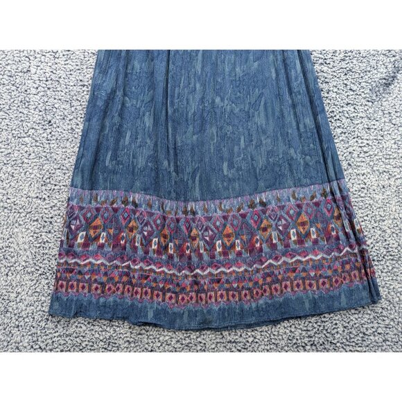 Vintage Carole Little Boho Maxi Skirt Size 12 Western Southwestern Country Blue - Picture 6 of 10